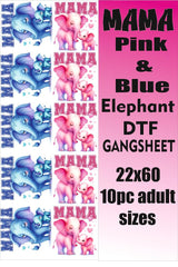 Mama pink and blue dtf gangsheet 22x60 10pcs