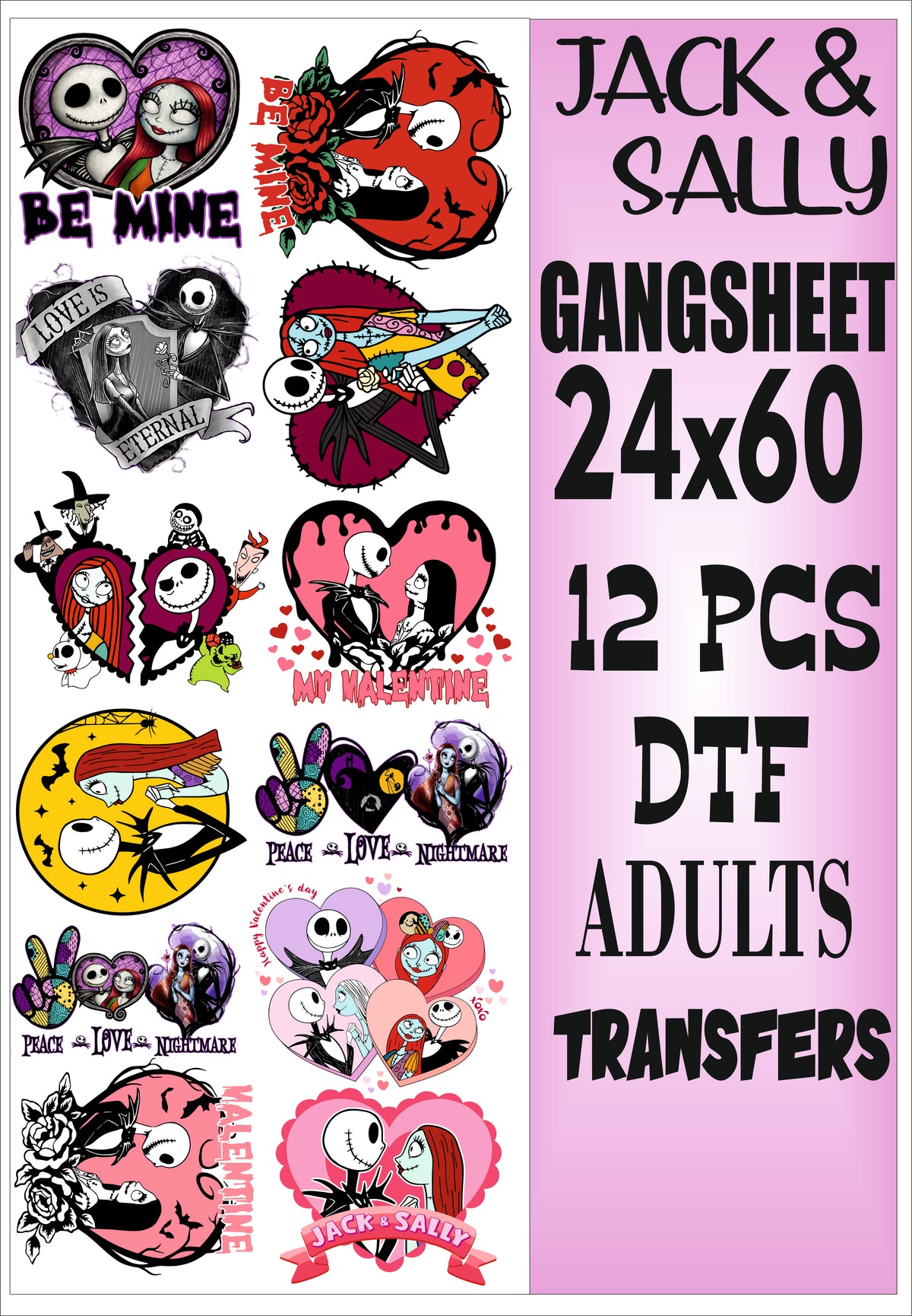 jack and sally 12pc gangsheet