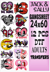 jack and sally 12pc gangsheet