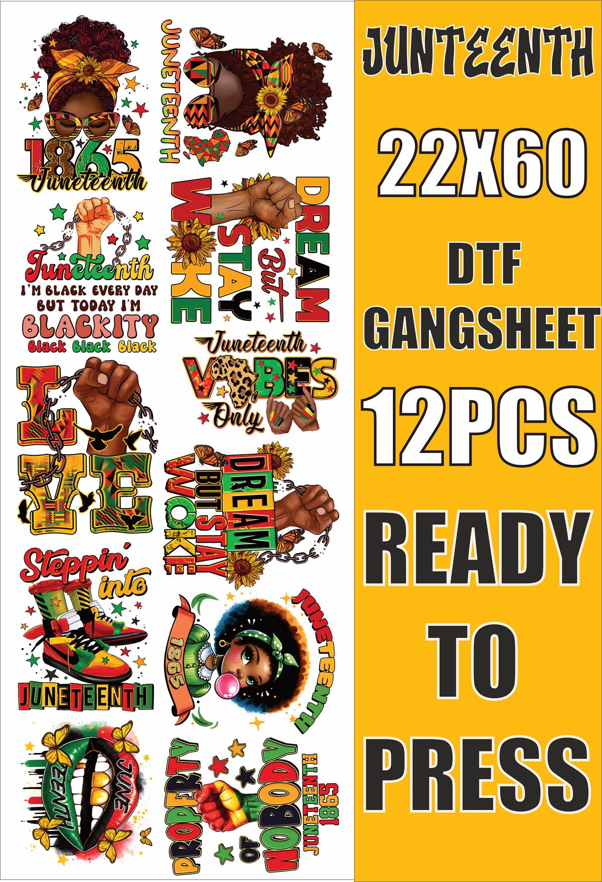 juneteen gangsheet  12 pc