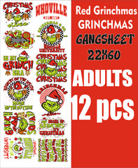 red Grinchmas whoville 12 pc gangsheet