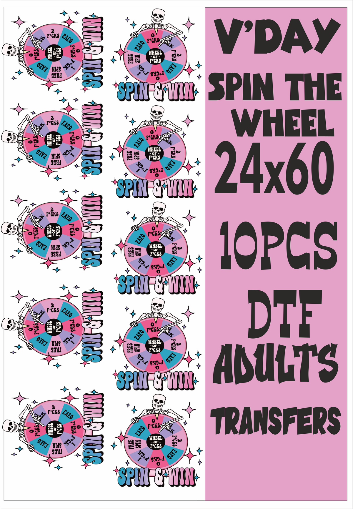 spin the wheel Valentine's day gangsheet 10pcs