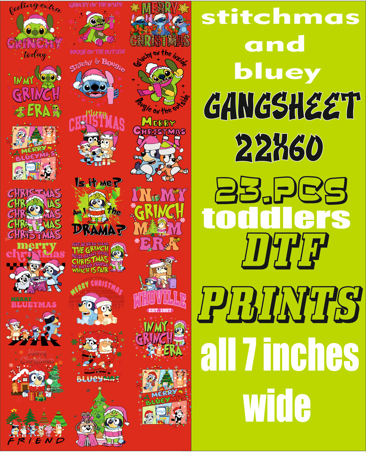 stitchmas and bluey kids gangsheet