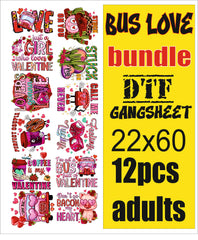 Vday bus love gangsheet 12pcd adults