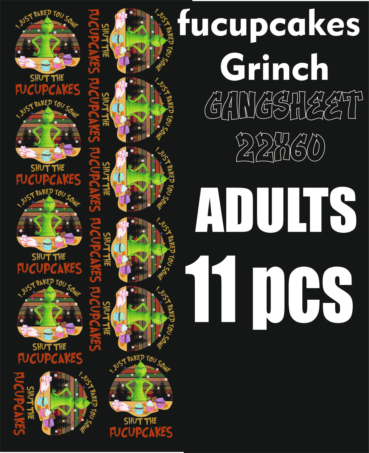 fucupcakes 11 pc adult gansheet