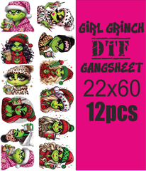 girl grinch coffee Christmas gang sheet 12pcs