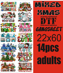 mixed christmas gansheet 14pcs  all adult sizes