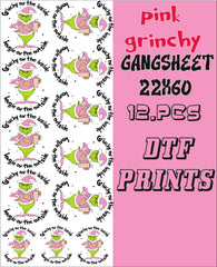 pink grinchy s gangsheet 12pcs &nbsp;all adult sizes