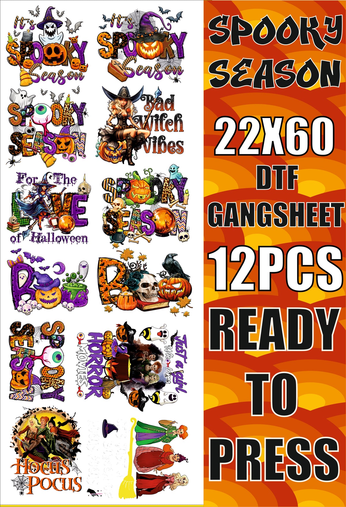 SPOOKY SEASON HALLOWEEN 12PC GANGSHEET