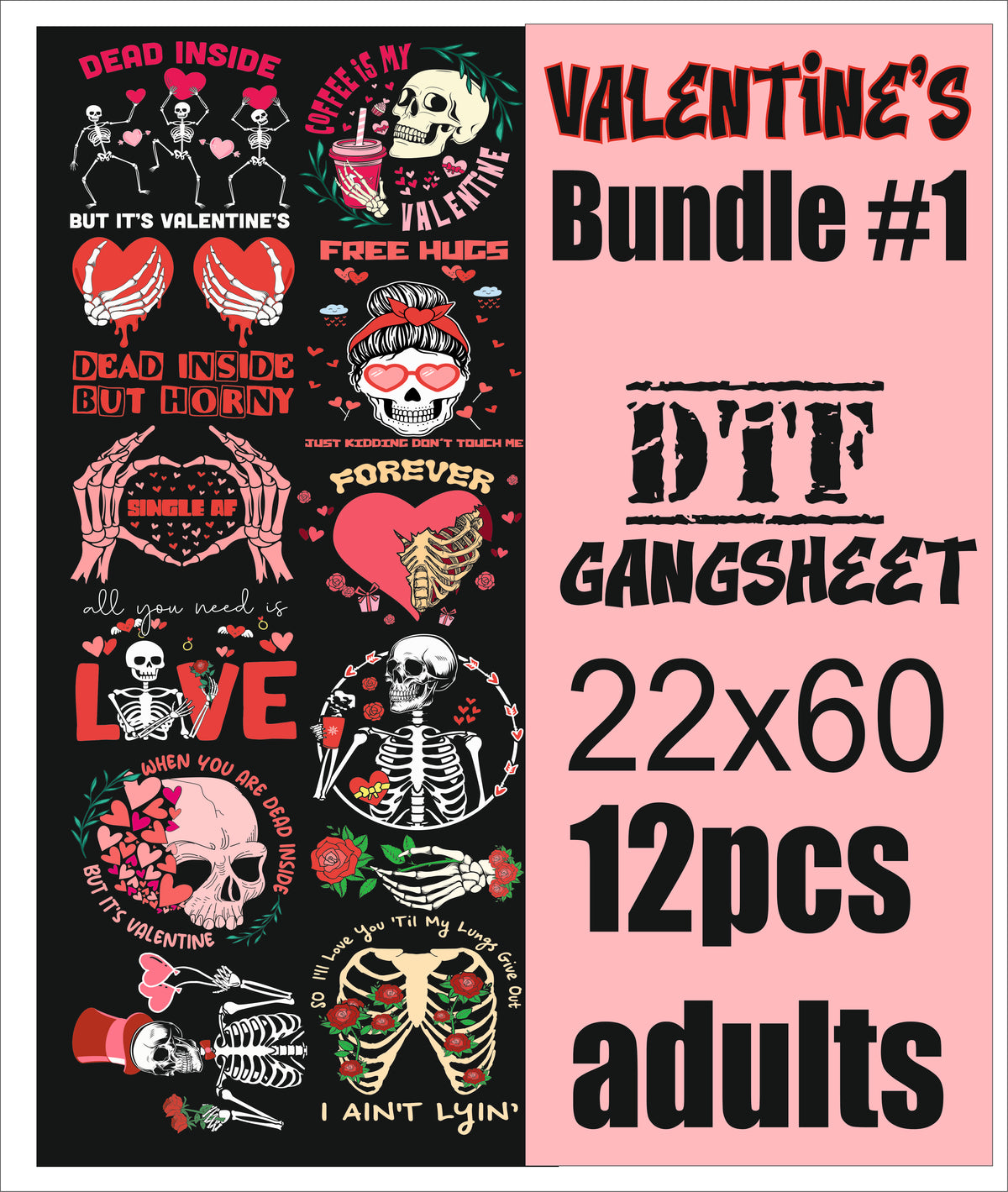 valentines forever 12 pc gangsheet